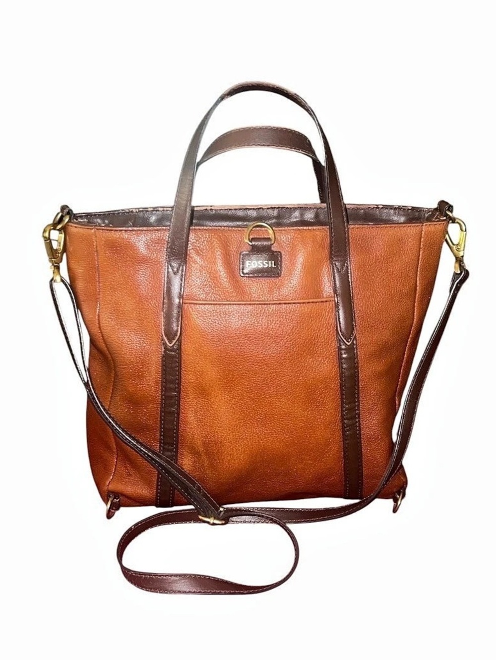 Fossil Sydney Small Convertible Leather Backpack – Two-Tone Cognac Brown